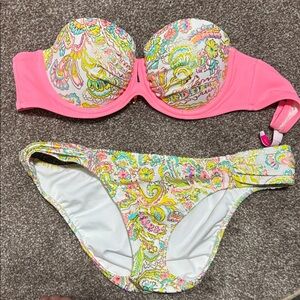 Victoria's Secret Pink and Multicolor Paisley Bikini